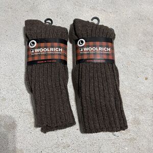 Woolrich Merino Wool Cotton Hiking Socks Mid Calf Brown Size L USA